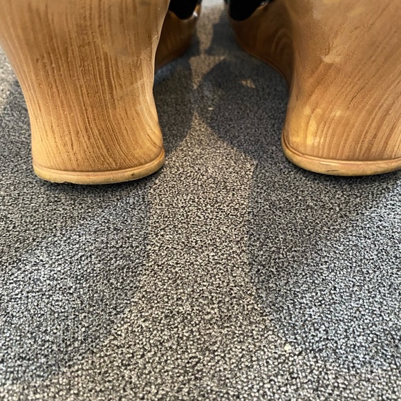 Wood plasticized wedge, black, worn but amazing condition, size 5, leather upper - Picture 4 of 8